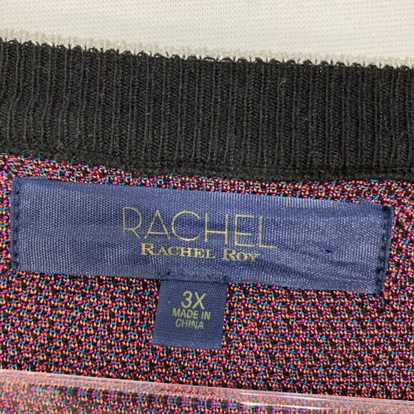 Rachel Rachel Roy size 3X Colorful Retro Artsy Stretch Knit Sweater Festival - Picture 2 of 9